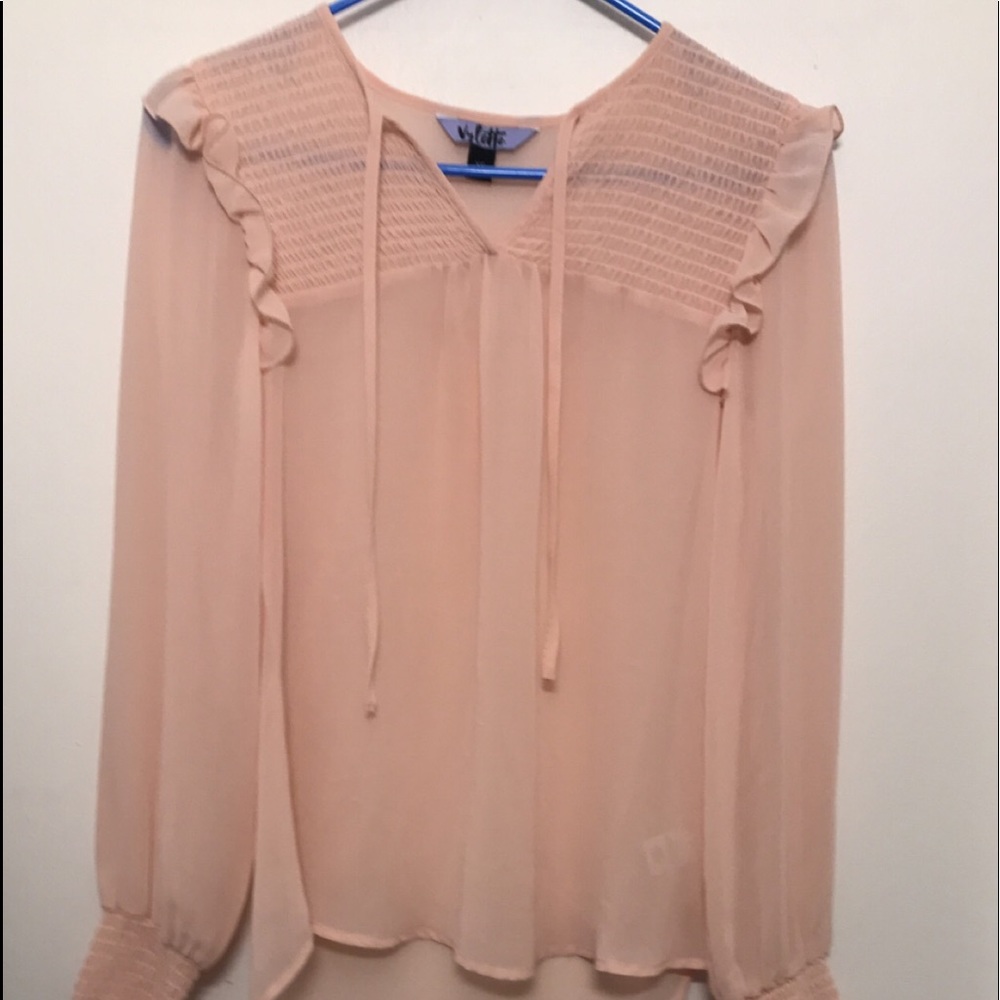 Tie Neck Smocked Blouse